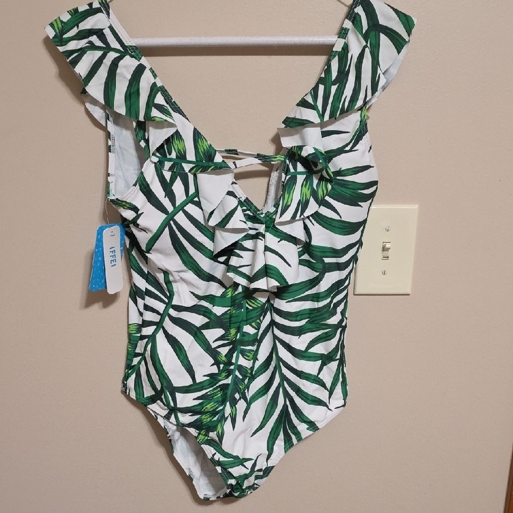 Leaf Print One Piece Swimsuit